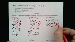 Solving Multistep Equations with Natural Logarithms (ln)