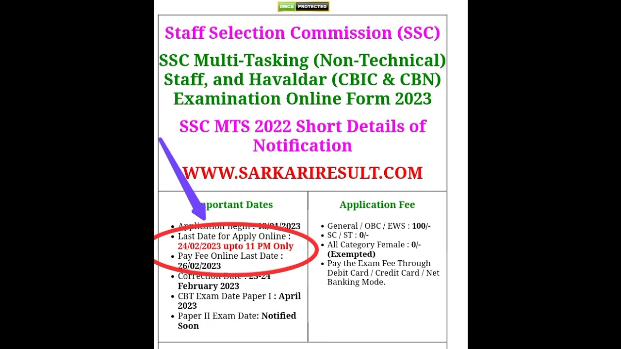 SSC Multi-Tasking (Non-Technical) Staff MTS, and Havaldar (CBIC & CBN) Recruitment 2023date Extended