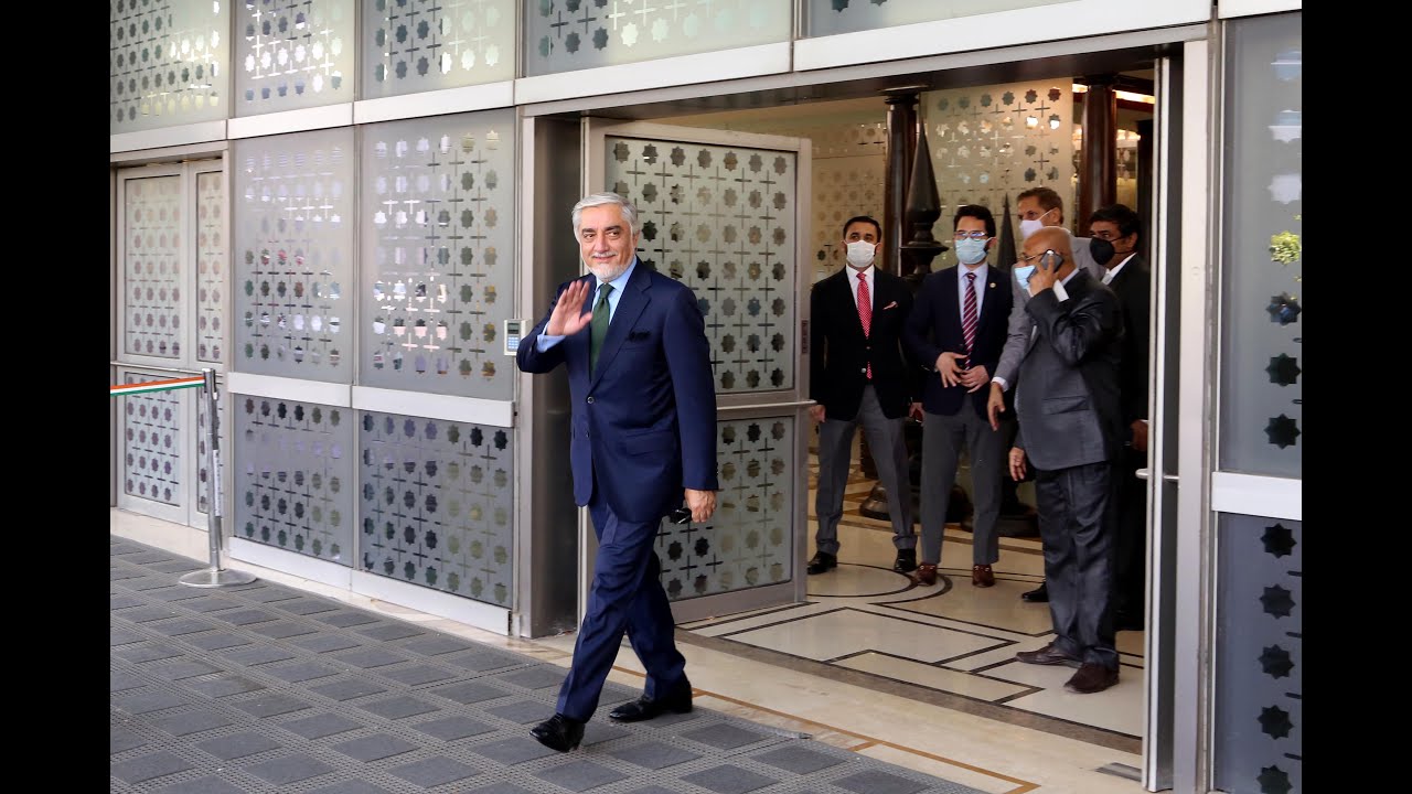 مواصلت دکتور عبدالله عبدالله رئیس شورای عالی مصالحه ملی و هیئت همراه به شهر دهلی نو