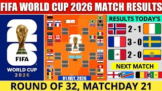 FIFA World Cup 2026 | Round Of 32 Results & Next Match Fixtures | World Cup 2026 | Day 21