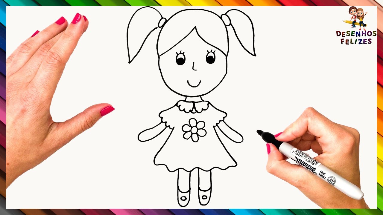 Como desenhar uma garota passo a passo [12 Passos] - Desenhos Para Desenhar