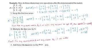 Determinant and Elementary Row Operations
