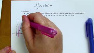 Calc 1 Volume using Cylindrical Shells 6 3 Part 1