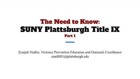 The Need to Know: Title IX Information Part I