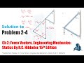 Problem 2-4 Determine the magnitudes of two components of F along members AB and AC. Set F = 500 N.