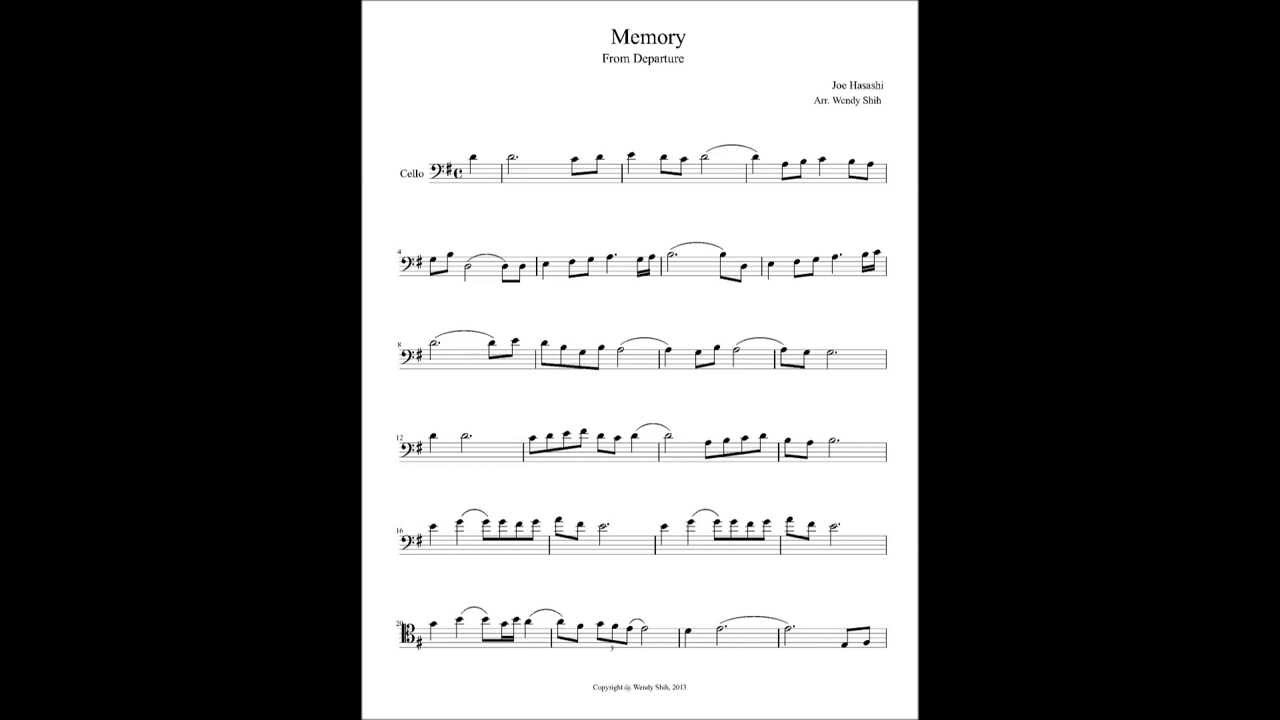 memory from departures cello solo sheet music youtube cello solo sheet music
