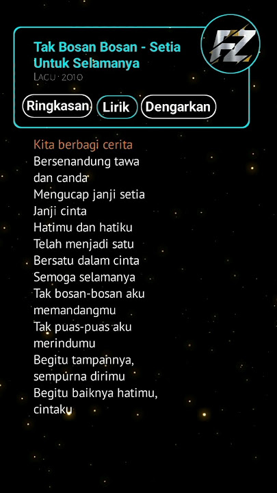 lirik lagu tak bosan bosan - setia untuk selamanya