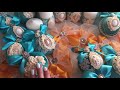 Ёлочные игрушки в ярких цветах Тиффани и мандарин. Новогодние шары и Свечи
