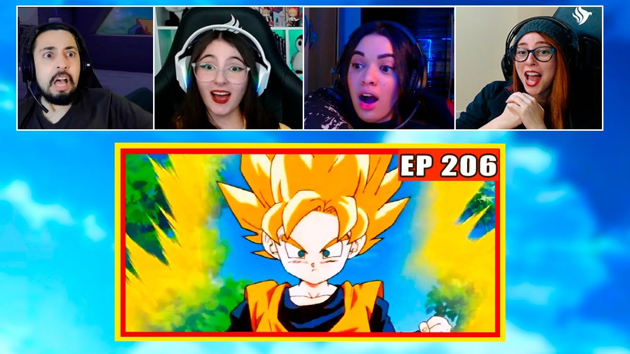 Goten se Transforma em Super saiyajin | 4 Pessoas Reagindo | Dragon Ball Z - EP 206