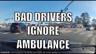 DRIVERS IGNORE AMBULANCE ALMOST CRASH BAD DRIVERS OF Virginia Beach