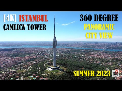 Istanbul Panoramic City View from Çamlıca Tower - Çamlıca Kulesi in Summer 2023 [4K]