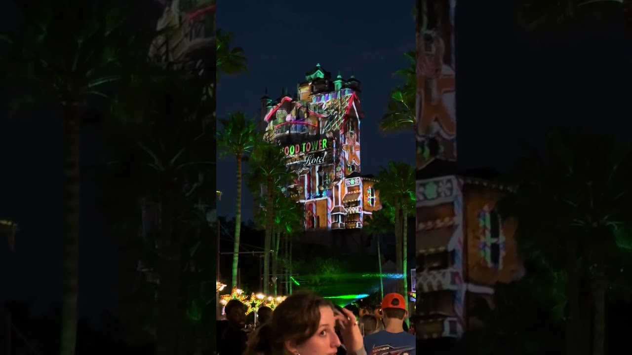 Tower of Terror with Christmas Projections