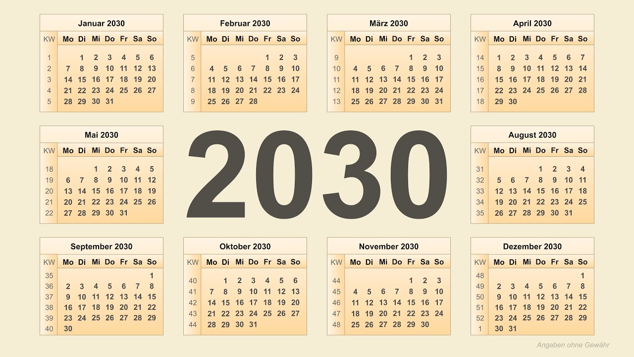 Kalender 2030