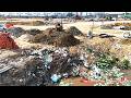 Massive Land Reclamation in Pond Area! Heavy Dozer Pushing Soil with Dump Trucks in Action
