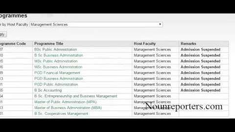 2018/2019 NOUN List of Courses offered - Slide show