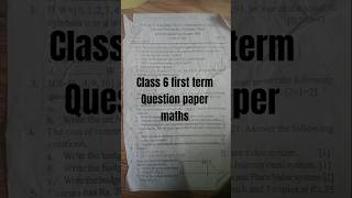 class 6  maths first term examination question paper