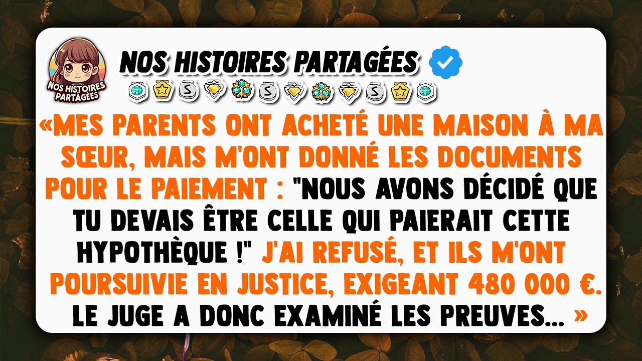 Mes parents ont acheté une maison à ma sœur, mais m'ont donné les documents pour le paiement...