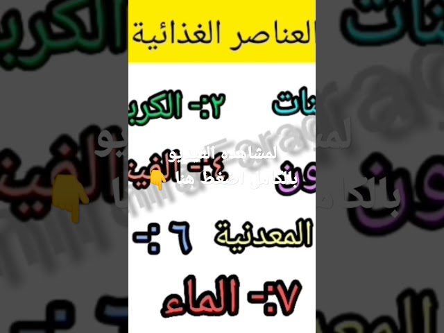 العناصر الغذائية ✨ المهارات المهنية للصف الرابع الابتدائي ✨ class=