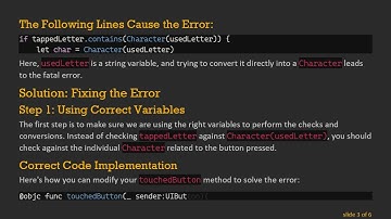 Solving the Character Conversion Error in Swift Hangman App