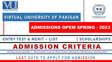 Admission Open | Spring - 2023 | Virtual University Of Pakistan