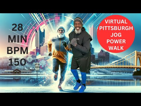 Virtual Pittsburgh Winter Jog Power Walking | Fast Paced | 150 BPM | 28 Min  | Calorie Torcher