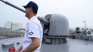 護衛艦さわぎり　62口径76ミリ速射砲動作展示