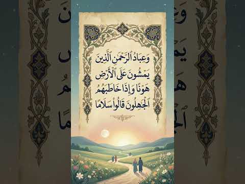 و ع ب اد الر ح م ن ال ذ ين ي م ش ون ع ل ى ال أ ر ض ه و ن ا و إ ذ ا خ اط ب ه م ال ج اه ل ون 