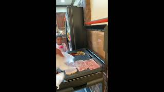 Making Cheese Steaks On The Blackstone Electric Griddle. (YouTube Channel - CHEF POPPABEAR)