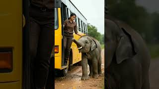 Baby Elephant Helping Bus | EOTF | #shorts