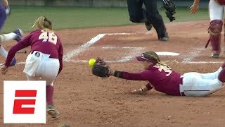 FSU beats Washington in WCWS Game 1 thanks to amazing diving-catch double-play | ESPN