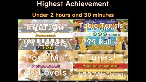 Completing Wii Play Platinum medals + Tanks 100, Table Tennis 999, Find Mii 99 & Pose Mii All Levels