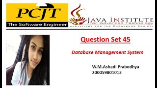 Question Set 45 | Database Management System | 1st Year | Java Institute | Ashadi Prabodhya