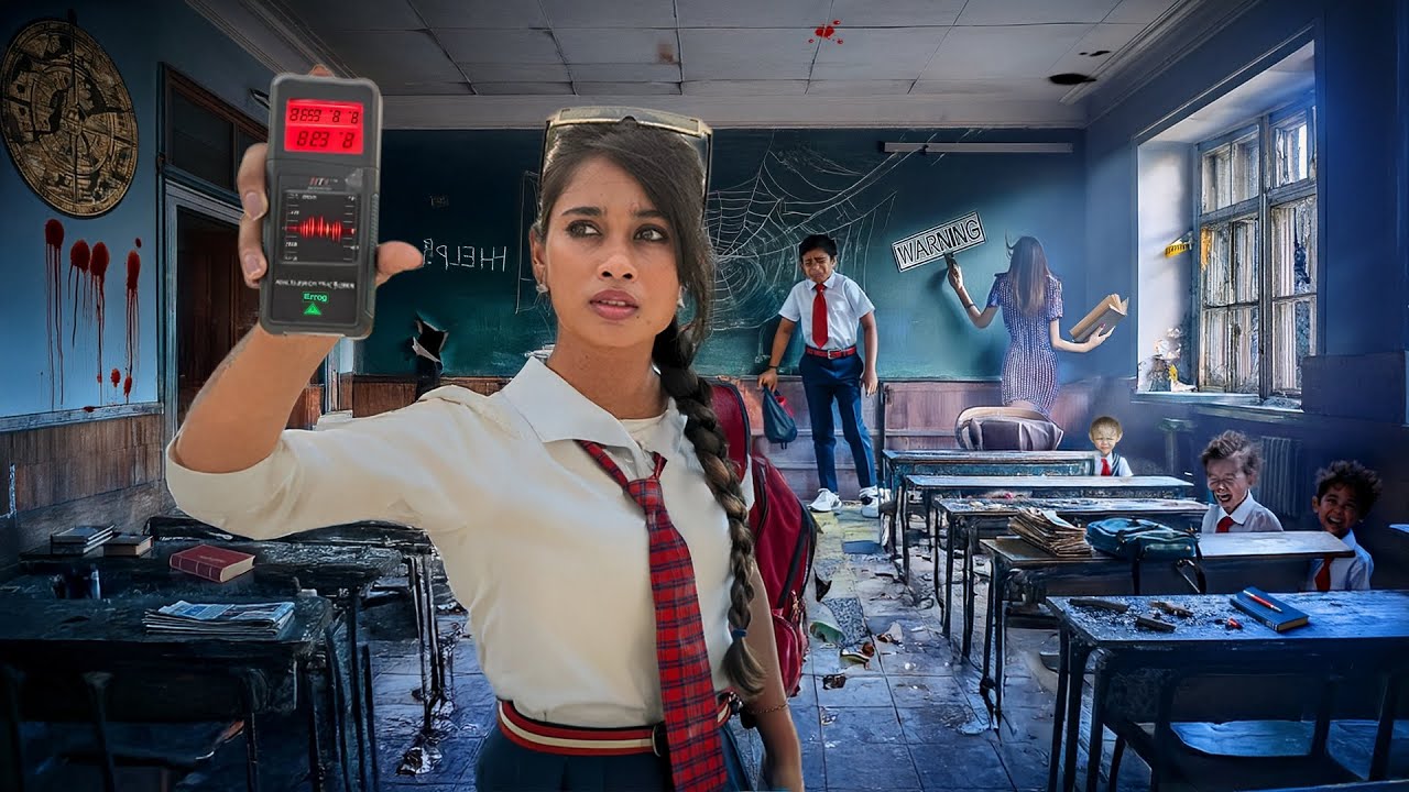 A still from a YouTube video exploring a haunted school