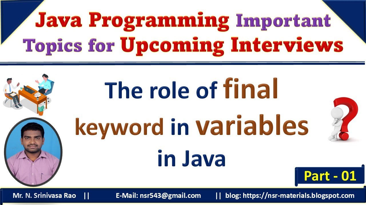 The Role of final keyword in Local Variables in Java || final keyword ...