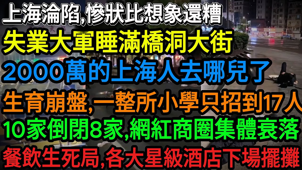 【中國崩潰】中國經濟大蕭條真相：上海淪陷慘狀觸目驚心！2000萬人逃離，失業潮淹沒大街，生育崩盤小學關門，實體與餐飲全線陣亡，昔日繁華徹底熄火！ #中国