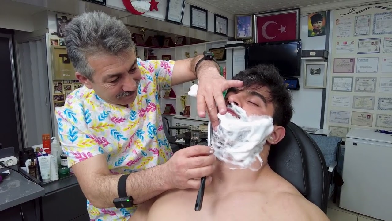 ASMR RELAXING HAIR CUTTING WITH ZAZA MACHINE , BEARD TRIMMING AND HEAD MASSAGE