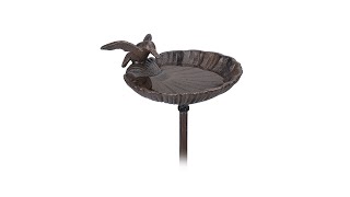 Abbeveratoio Per Uccelli In Metallo Da Esterno: Ciotola Retrò Con Palo, Resistente Al Gelo, Alta 80 Cm, Diametro 30 Cm, Perfetto Per Giardino E Prato - 3