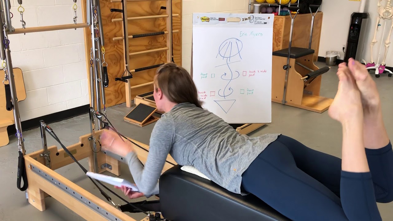 Reformer pulling straps with one arm for scoliosis - YouTube