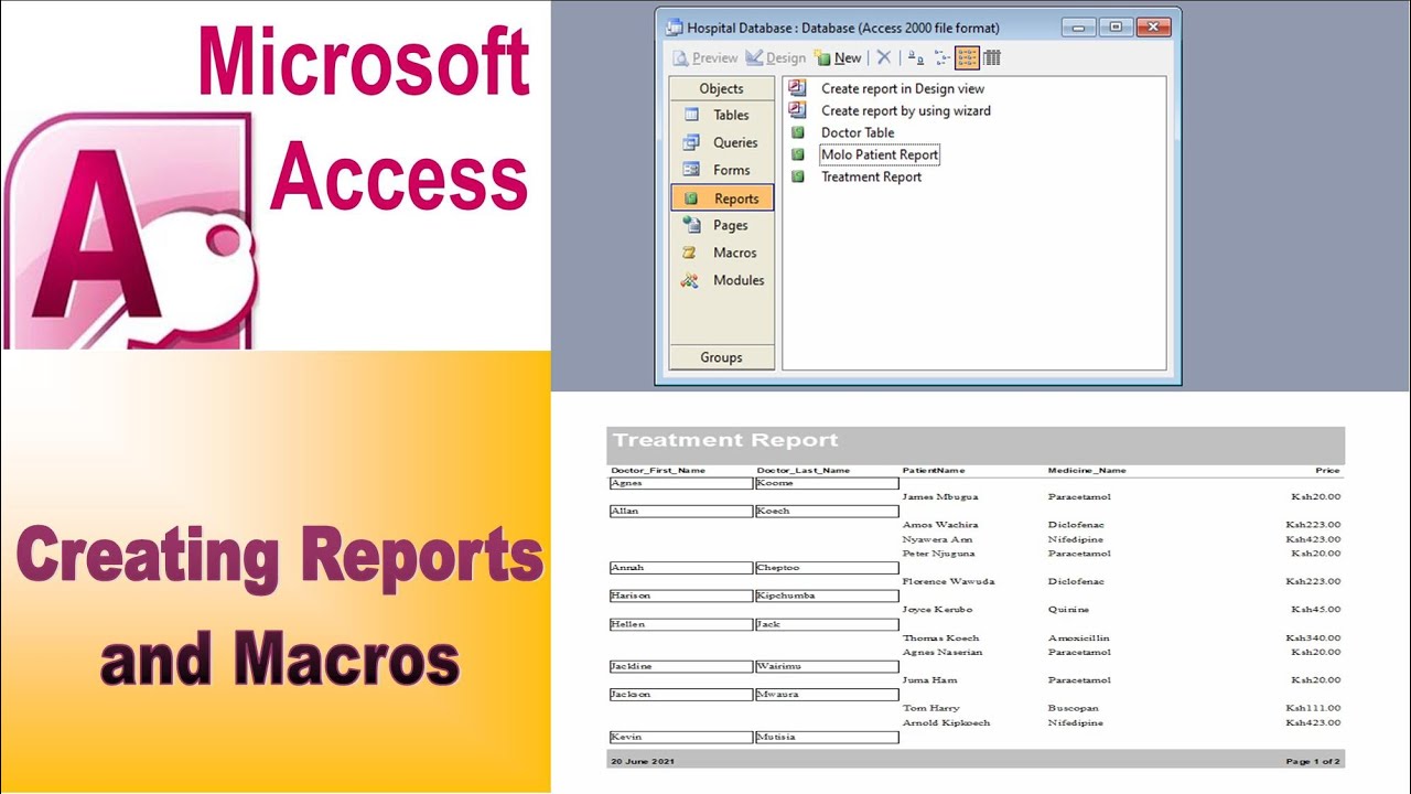 MS access. Макросы в access. Reports access