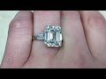 6.38ct Center Emerald Cut &amp; Bullet Cut Diamond Platinum Engagement Ring - Winona Ring - Hand Video