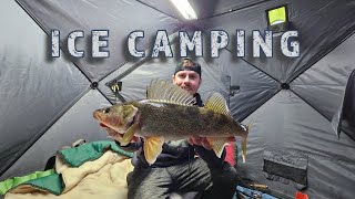 ICE CAMPING!! LAKE OF THE WOODS!! (WALLEYE FISHING)