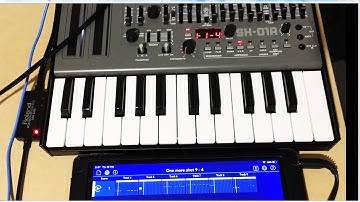 Korg Gadget 2 midi out to Roland Hardware SH01A (short clip 1) Audio starts at 3 seconds