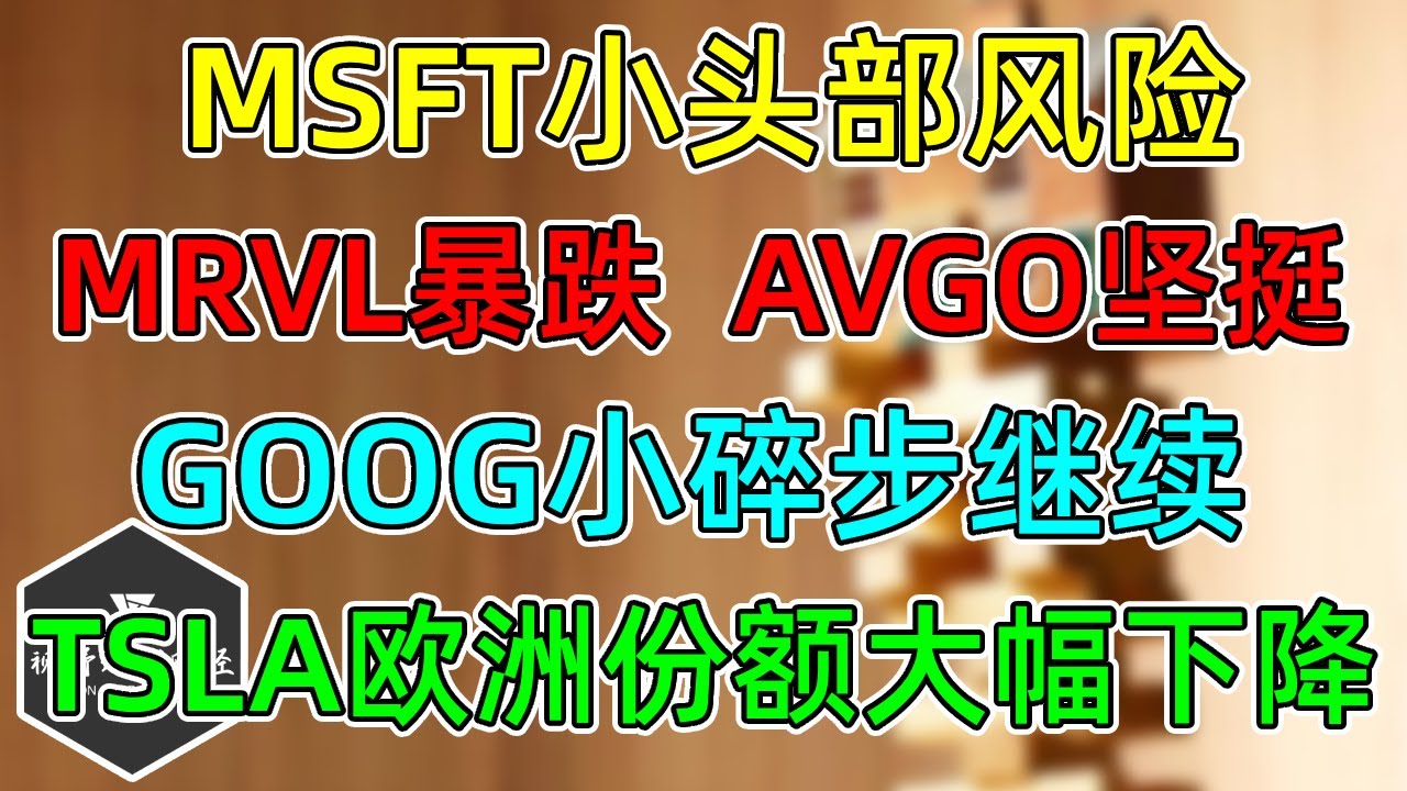 美股 MSFT小头部风险！TSLA欧洲份额大幅下降！ GOOG新高，MRVL暴跌，AVGO坚挺！