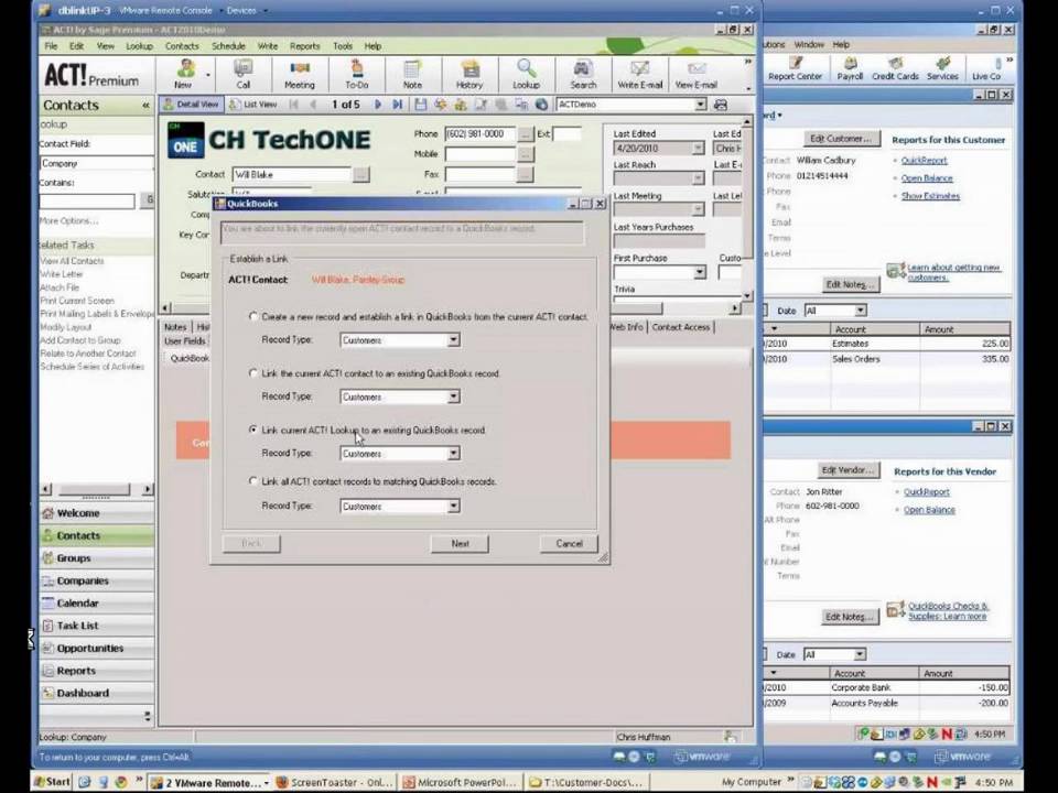 dbLinkUp: ACT! and QuickBooks Integration Link Add-on