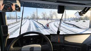 LOGİTECH G29 - ETS2 1.58 (8K) + Snow Mod Ultra Realistic Graphic / Euro Truck simulator 2 Gameplay