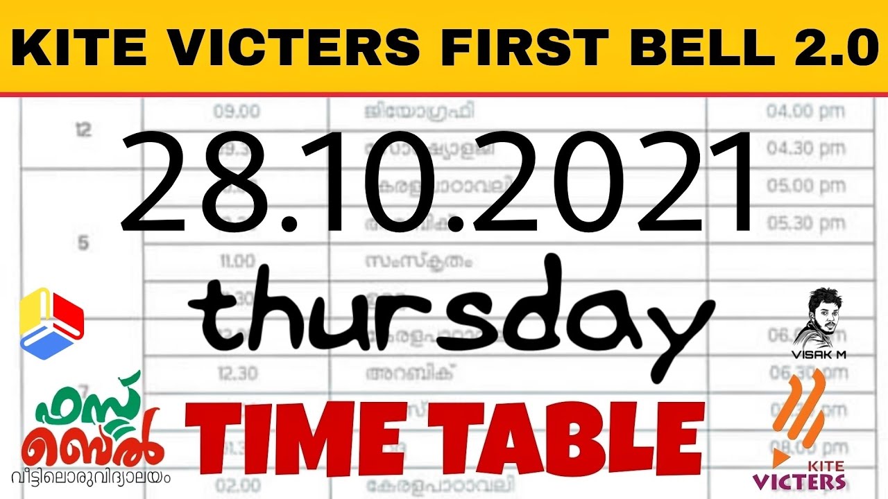 KITE VICTERS TIMETABLE 28.10.2021 || TOMORROW'S TIMETABLE