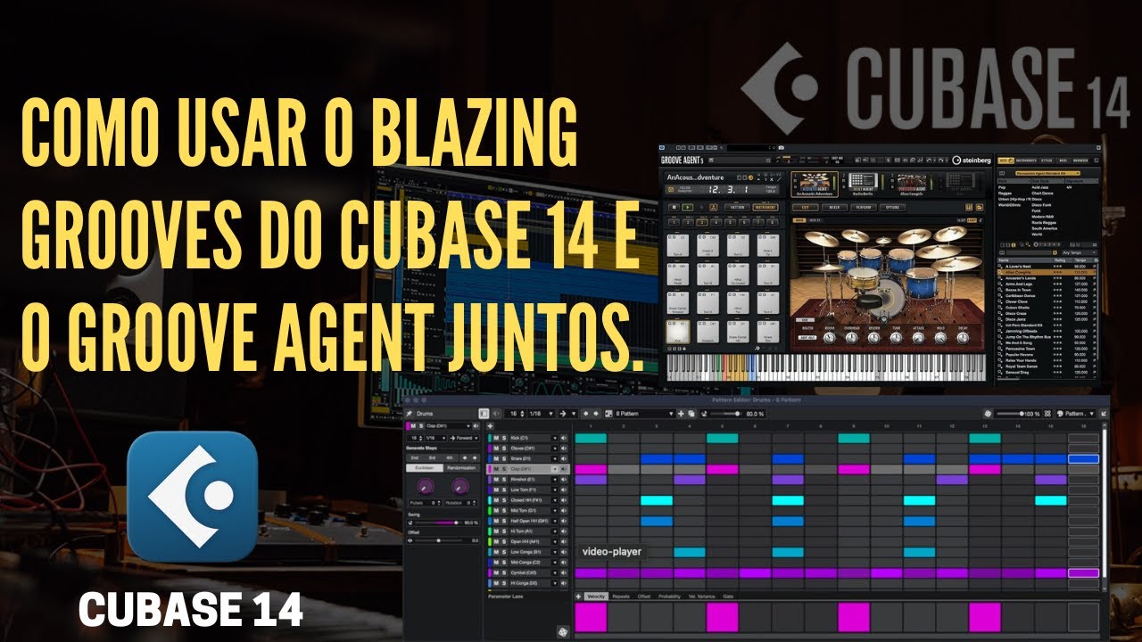 Como usar o Blazing grooves do Cubase 14 e o Groove Agent juntos. - YouTube