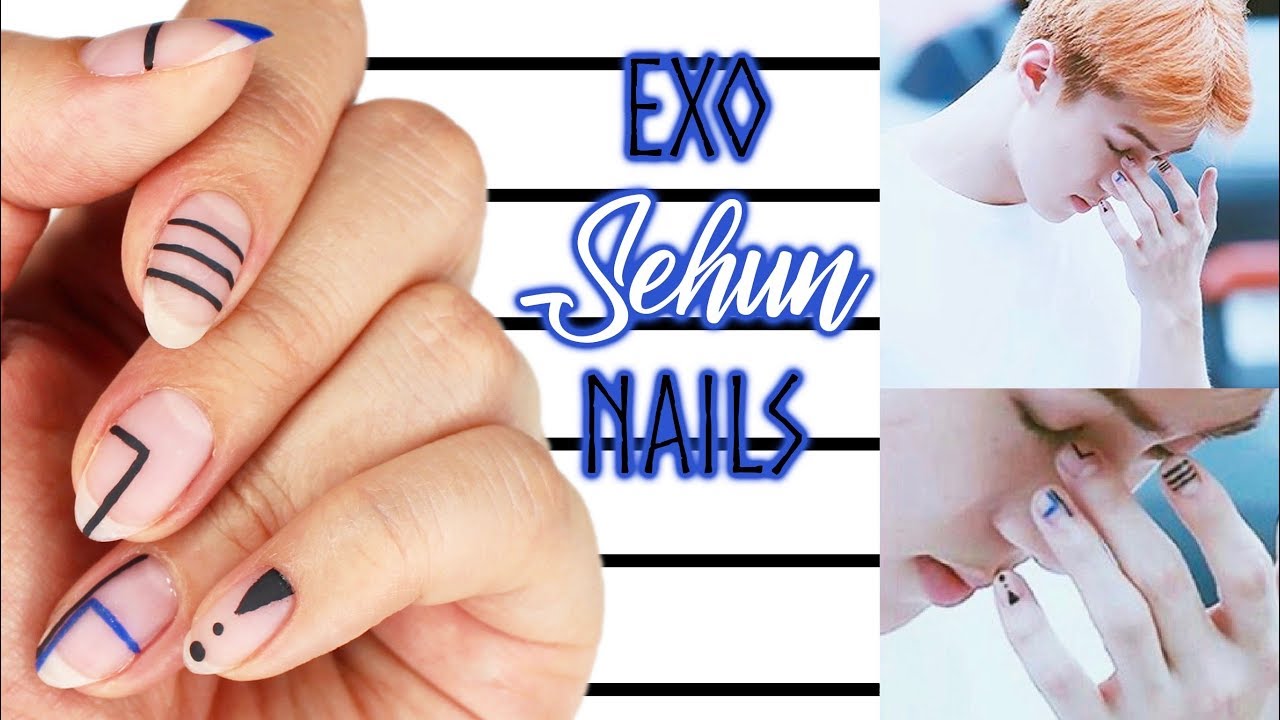 Exo Sehun Nails | Minimalistic Korean Men's Nail Art♡ - YouTube