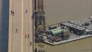 Damage assessment underway at Pelican Island Causeway after barge hits bridge