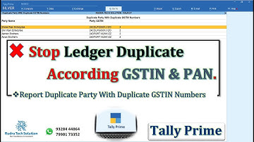 Duplicate Ledger Report & Stop/Control Duplicate Ledger Creation in Tally Prime Software